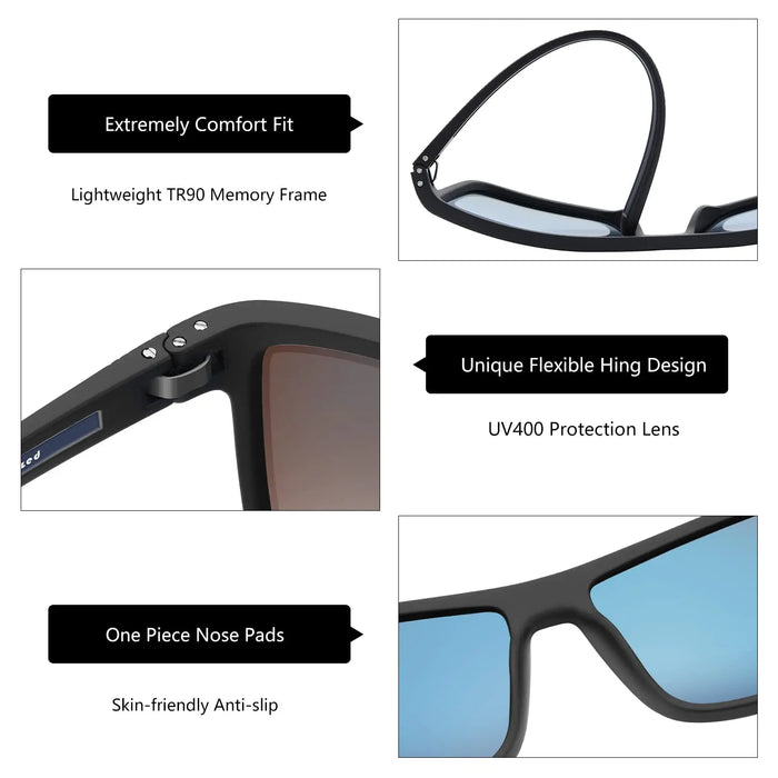 Gafas de sol polarizadas ZENOTTIC para hombre, ligeras, con montura TR90, protección UV400, cuadradas, para exteriores, viajes y conducción