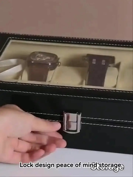 Estuche expositor de relojes de cuero sintético con 12 ranuras, organizador de relojes de 1 pieza con cerradura y almohadas extraíbles para hombres, regalo de viaje