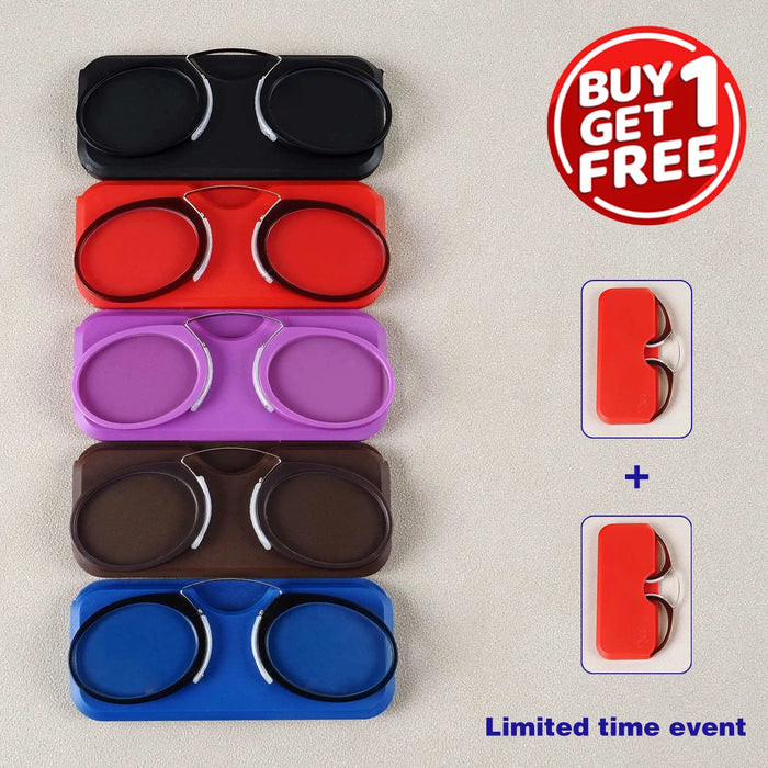 2PC Men Women Circular Nose Clip Reading Glasses Legless Ultra Thin Portable Clear Lens Durable Luxury Brand Designers Eyewear