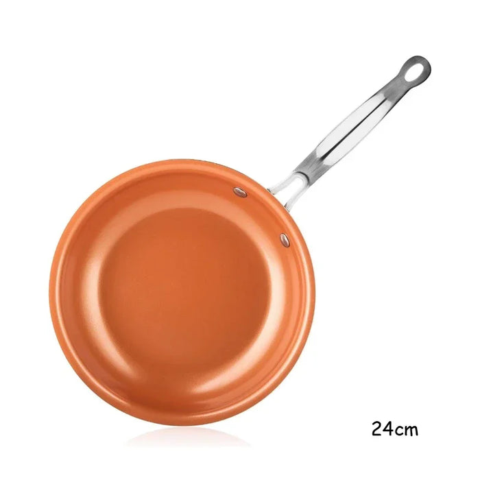 Sartén de Cobre Antiadherente de 8/10/12 Pulgadas, Sartenes de Cocina para Huevos, Bistec, Pescado, Cocinar, Freír, Apta para Uso General en Cocinas de Gas e Inducción