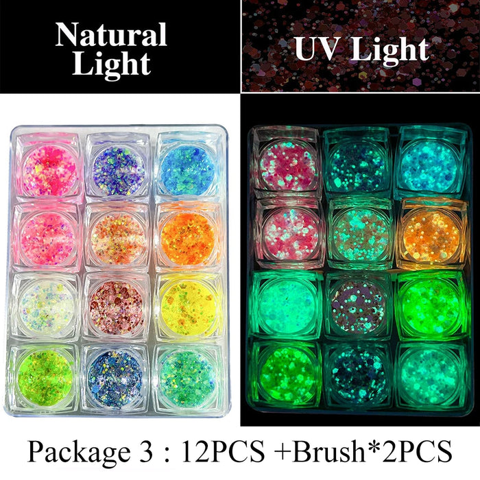 Luminous Glitter Gel Face Body Art Makeup UV Glow in The Dark Waterproof Long Lasting for Party Rave Festival Cosmetic Tool