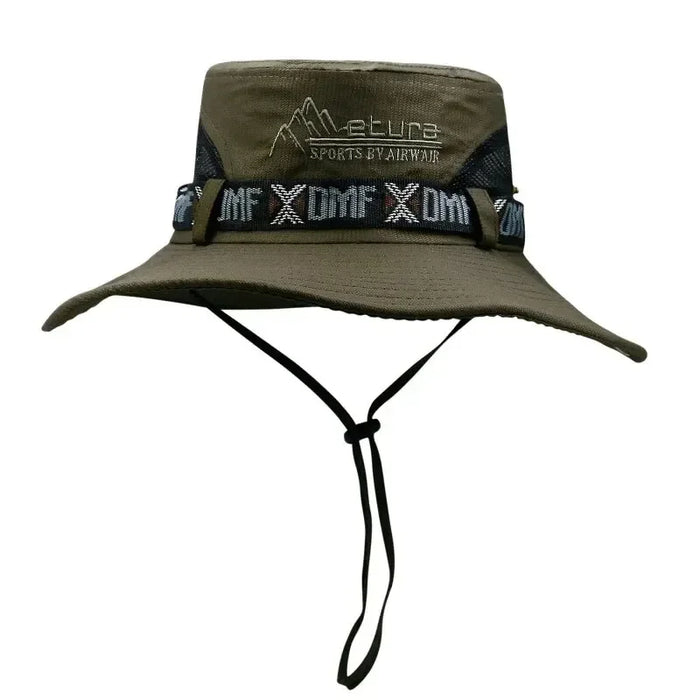 Sombrero de cubo de verano para hombre, protección UV para exteriores, ala ancha, Panamá, Safari, caza, senderismo, malla, pescador, gorra de protección solar para playa