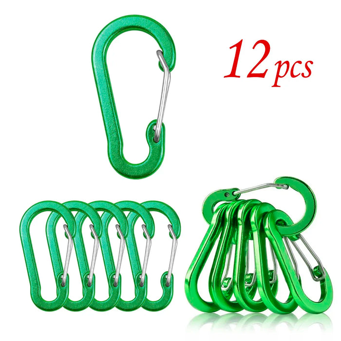 1/6/12 piezas Mosquetón de aluminio Clip Llavero Mosquetones Bloqueo Hebilla Broche Herramienta múltiple para exteriores Mochila Senderismo Pesca Gancho