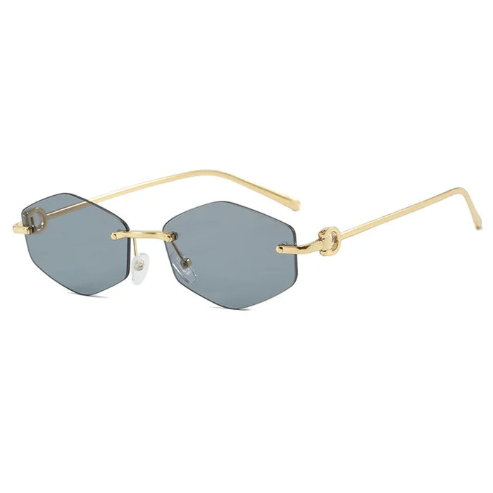 Rimless Diamond Sunglasses Square Women Men Retro Sun Glasses Brand Designer Eyewear UV400 Shades Oculos Female Gafas