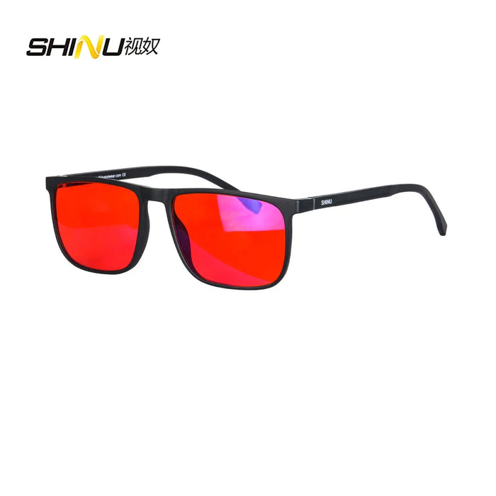 SHINU Red Sleeping Glasses Blue Light Blocking Good rest Computer Glasses For Men Blue Light Filter Orange Tinted Glasses