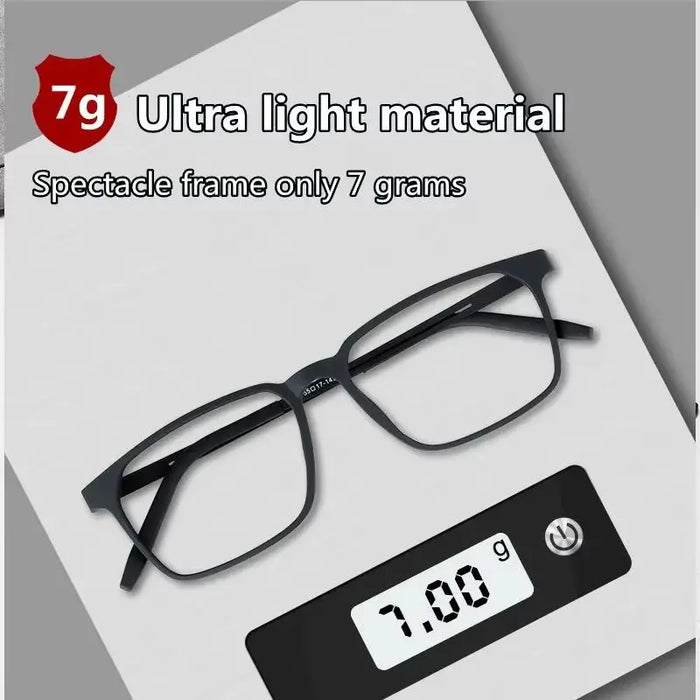 Gafas de lectura progresivas de titanio puro para hombres, antiluz azul, para presbicia, con almohadillas nasales ajustables, dioptrías de +1.0 a +4.0
