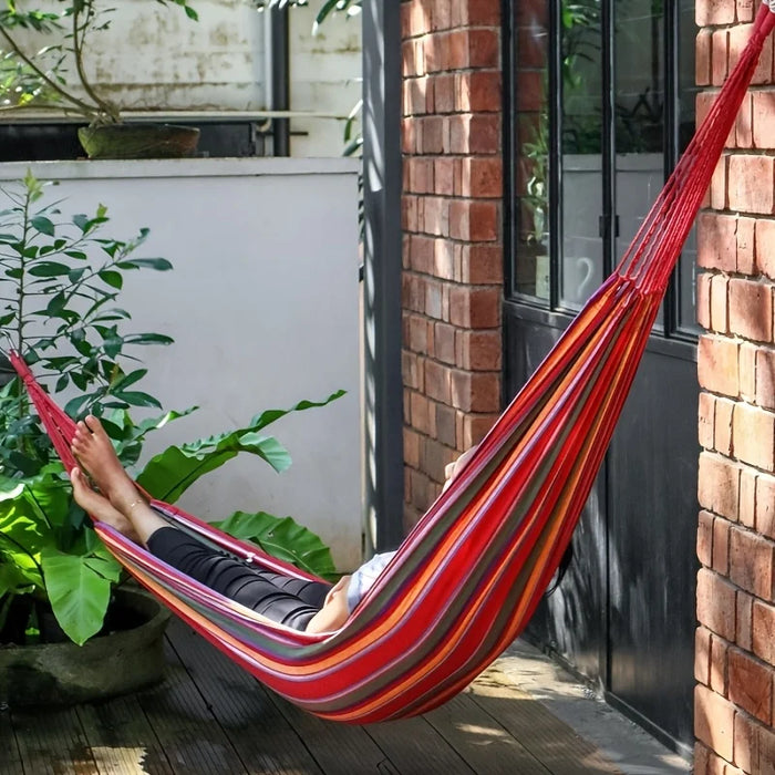 1 Piece Portable Woven Canvas Hammock With Storage Bag Anti Rolling Hammock For Indoor Outdoor Camping Garden Backyard