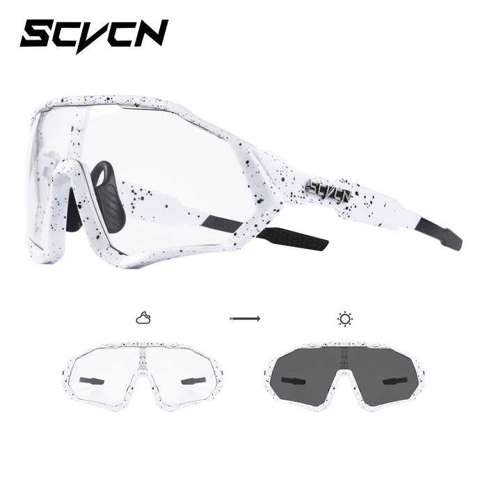 SCVCN Photochromic Cycling Sunglasses Outdoor Sports Running Drving Glasses Road MTB Bicycle Goggles  UV400 Safety Bike Eyewear