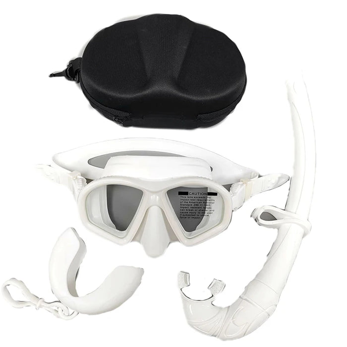 [C]Foldable Snorkel J-type Diving Mask With Camera Mount Tempered Glass Freediving Mask Snorkeling Set