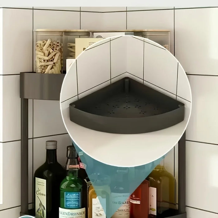 Modern 4 Tier Folding Corner Shelf Assembly Required Multifunction Storage Rack for Bathroom Kitchen Cosmetic Bath Product
