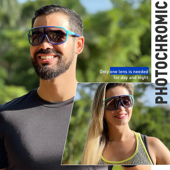Photochromic Cycling Sunglasses Sports Glasses for Men Sun Mountain Bike Road Bicycle Eyewear Goggles Sports UV400 Polarized MTB