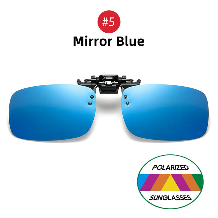 VIVIBEE Classic Flip Up Clip on Sunglasses Fishing Men Square Polarized Lens Night Vision Driving UV400 Women Glasses