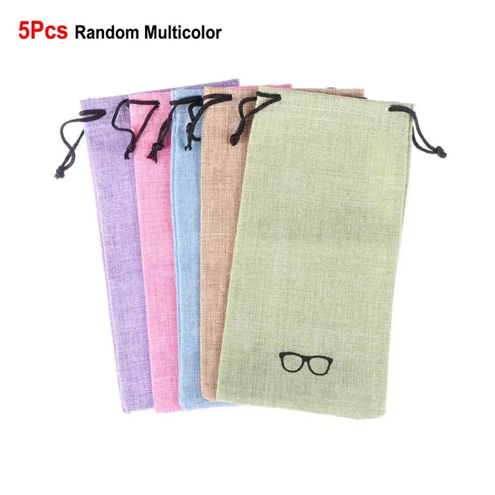 5PCS Soft Waterproof Glasses Bag Drawstring Dustproof Sunglasses Case Pocket Spectacles Cloth Pouch Eyewear Accessories