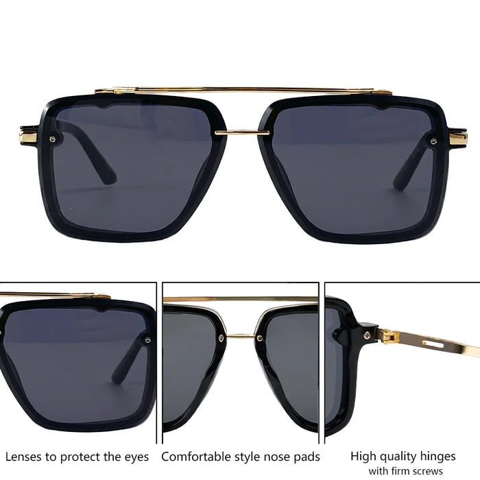 Steampunk Square Double Bridge Sunglasses Men Big 2026 Luxury Brand Designer Retro Punk Driving Sun Glasses Metal Frame Eyewear