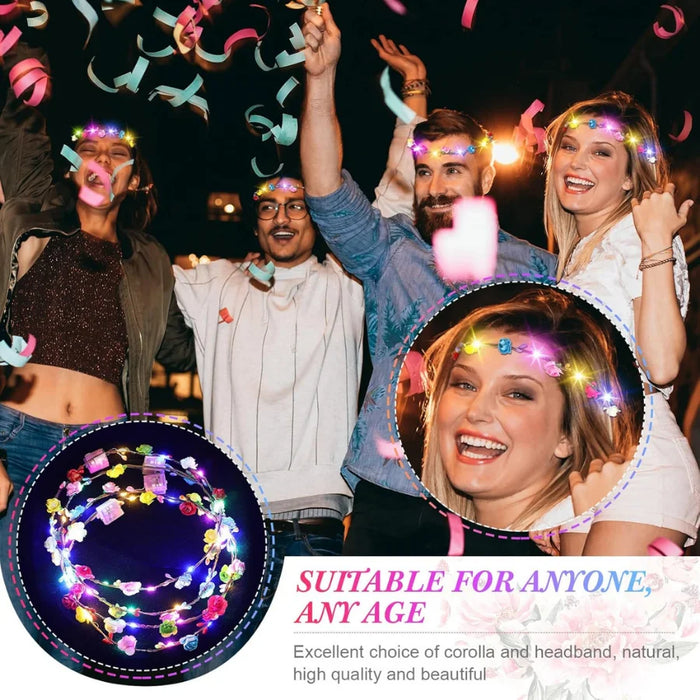 20-120Pcs Flower Crown Headbands Glow Sticks Bulk Party Pack for Wedding Beach Birthday Party Favors Rave Accessories