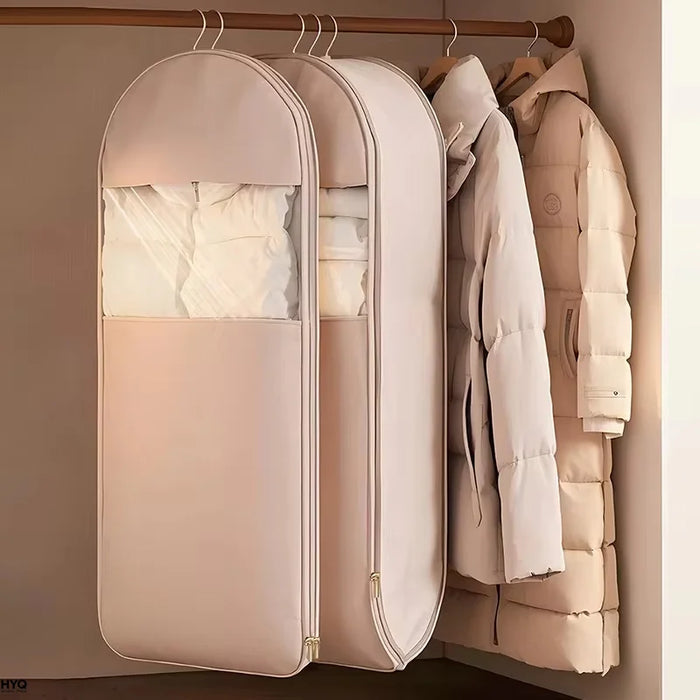1 housse de rangement pour doudoune, sac de compression pour vêtements suspendus, sac de rangement visible pour vêtements, organisateur de garde-robe