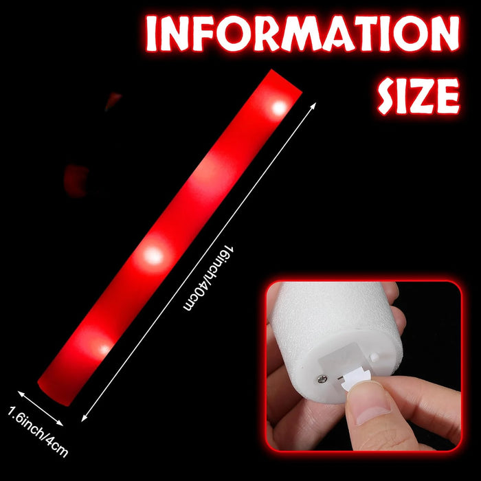 20/30pcs LED Glow Cheer Sticks Red Light Up Glow Sticks LED Foam Stick Wedding Wand Glow in The Dark Party Favors Supplies Raves