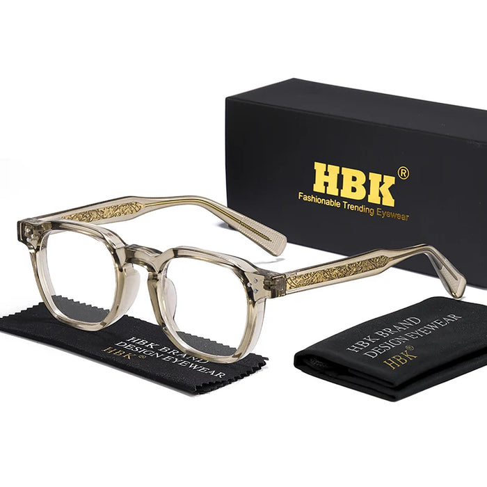 HBK Retro Square Glasses Frames Men Flat Lenses Anti Blue Light TR90 Eyeglass Frames High-Quality Reading Eyeglasses for Women