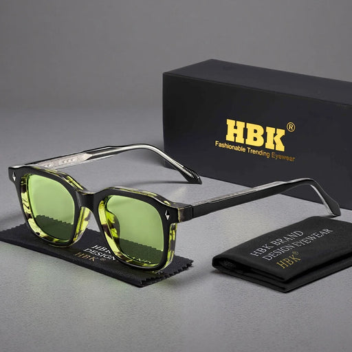 Gafas de sol cuadradas elegantes para hombre HBK, montura de moda, patillas vintage, gafas de viaje, negocios, fiesta, regalo para mujer, UV400