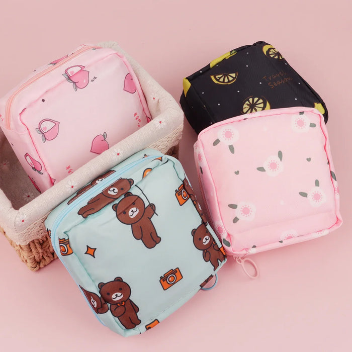 Bolsa de almacenamiento para toallas sanitarias Zero Wallet, portátil, pequeña, sencilla, de dibujos animados, bonita, de gran capacidad, para algodón sanitario, portátil.