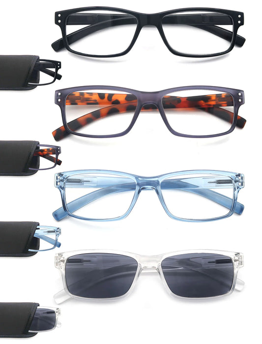 Gafas de Lectura para Hombre y Mujer, Diseño Cuadrado, Montura de Alta Calidad, Lentes de Lectura con Bisagra de Resorte, Gafas de Sol de Lectura +1.0~+4.0