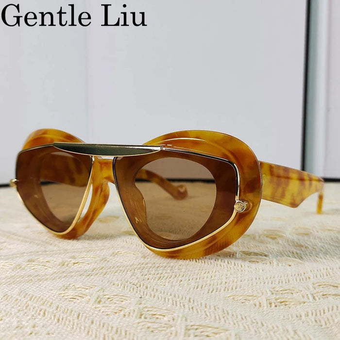 Sexy Cat Eye Punk Sunglasses Women 2026 Luxury Brand New Y2k Sports Double Frame Sun Glasses For Men Shield Eyewear Shades UV400