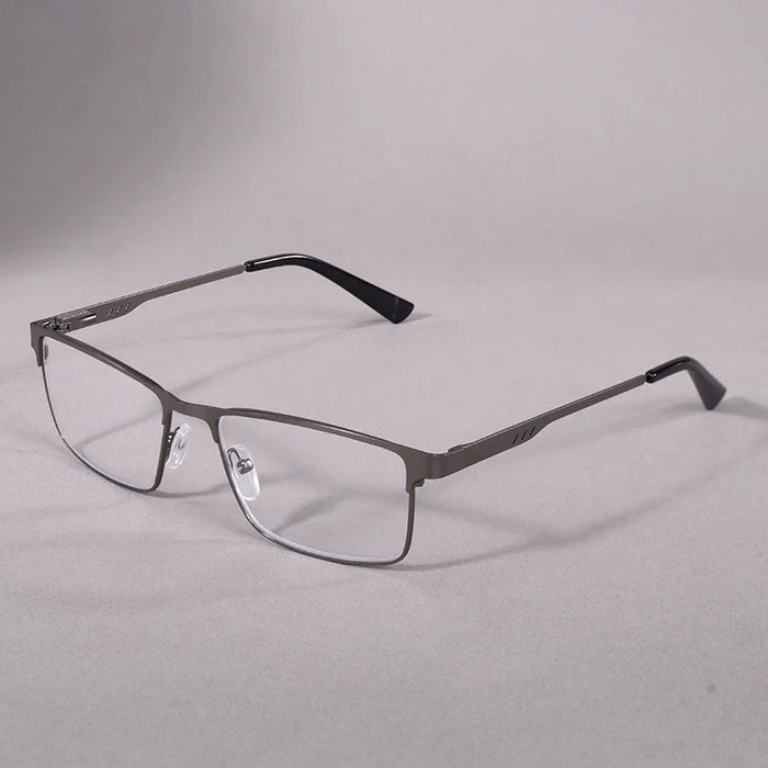 Lunettes de Lecture Anti-Lumière Bleue May Flower Homme Monture Métallique Prescription Avec Charnière à Ressort Cadre Bleu Pour Hommes +75+175
