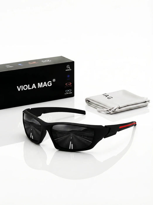 VIOLA MAG Premium  Sports Sunglasses, Ultra-Light TR90 Frame  Wrap Around Eyewear, Fashion Driving Fishing Shades with Luxury Ve