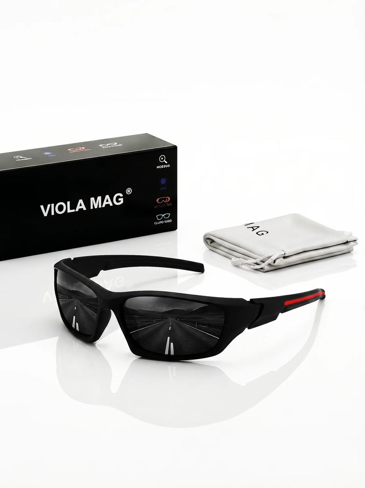 VIOLA MAG Premium  Sports Sunglasses, Ultra-Light TR90 Frame  Wrap Around Eyewear, Fashion Driving Fishing Shades with Luxury Ve