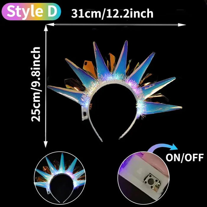 4-24Pcs LED Headbands Glow Party Light Up Headband for Birthday Wedding Favors Rave Costume Headpiece for Women Men Halloween