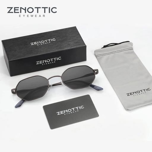 ZENOTTIC Lunettes de soleil rétro polarisées petit polygone pour femmes, monture en métal, protection UV400, pour hommes, anti-éblouissement, UV400, lunettes de conduite