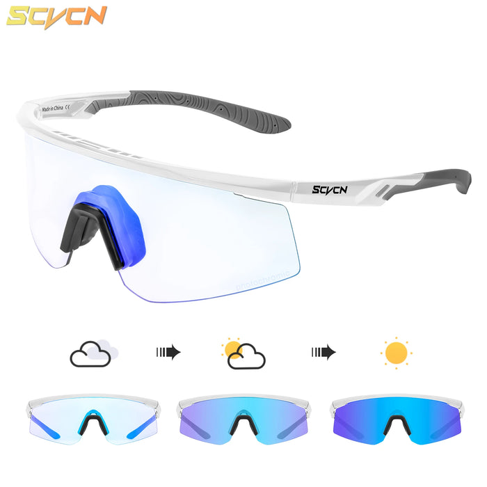 SCVCN Outdoor Photochromic Sunglasses Men Women Bicycl Cycling Glasses Sports MTB Driving Bike Eyewear Hiking UV400 Goggles New