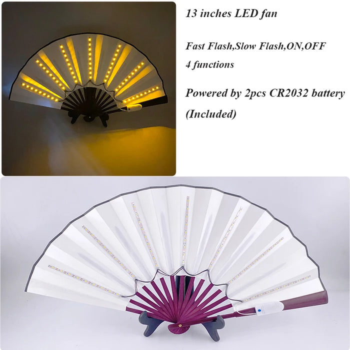 Luminous Folding LED Fan Dancing Light Fan Flashing For Night Music Show Rave Festival Accessories Glowing In The Dark Party