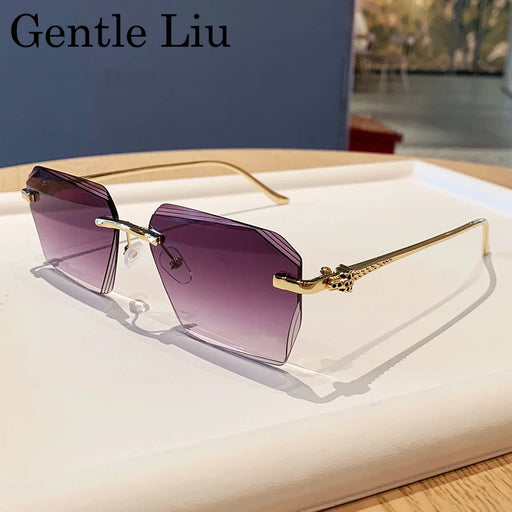 Vintage Rimless Square Sunglasses Men 2026 Luxury Brand Fashion Frameless Sun Glasses for Male Punk Metal Frame Eyewear Shades