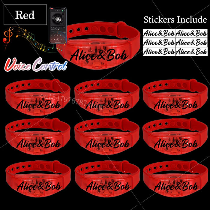 20-200 piezas Pulseras LED personalizables para bodas Pulsera de control de música y sonido Pulsera luminosa ajustable para bodas, cumpleaños, conciertos