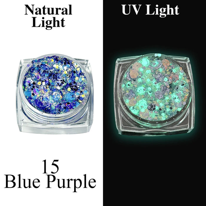Luminous Glitter Gel Face Body Art Makeup UV Glow in The Dark Waterproof Long Lasting for Party Rave Festival Cosmetic Tool