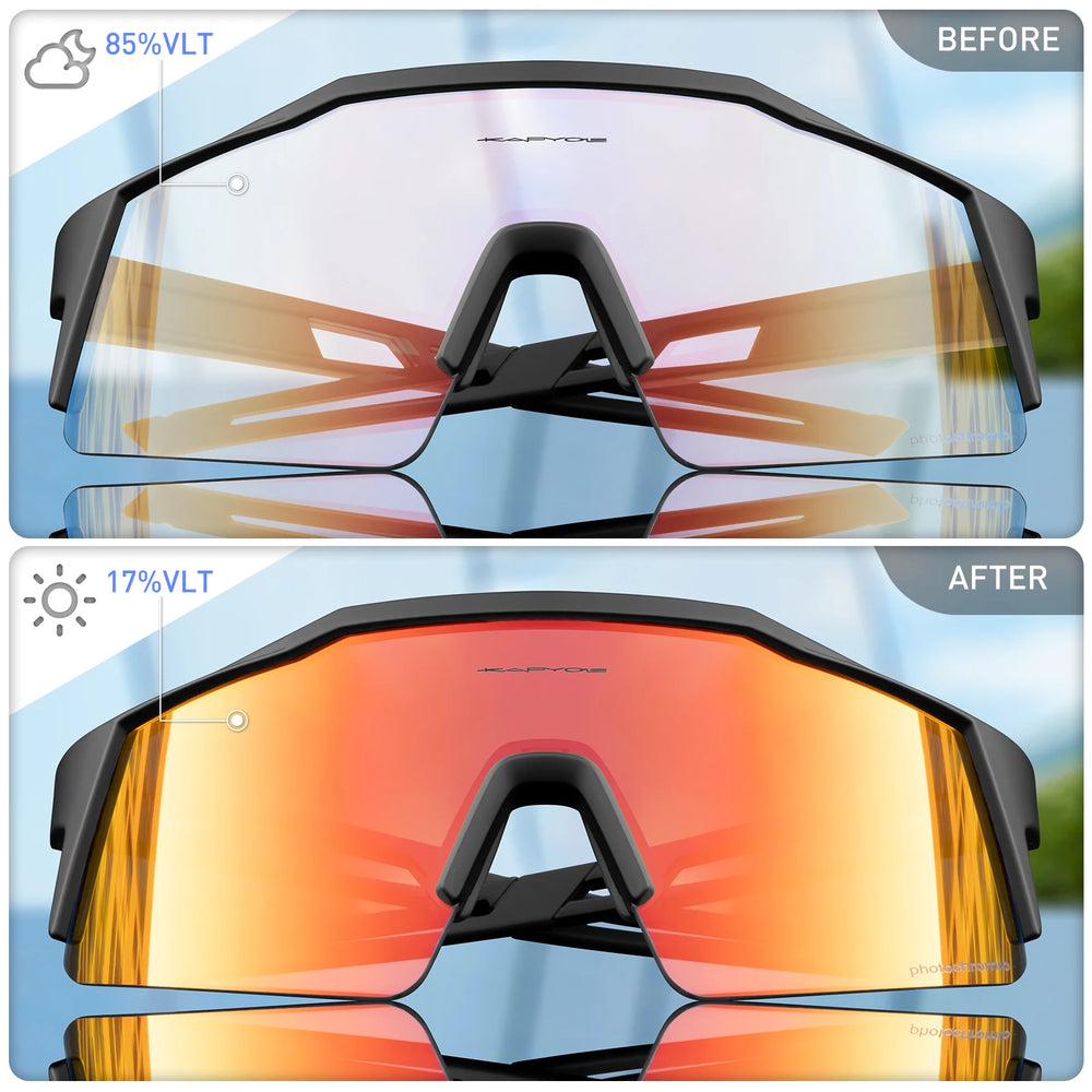 KAPVOE Photochromic Cycling Sunglasses Women Outdoor Sports Running UV400 Eyewear for Men Cycl Glasses Mountain Bicycle Goggles