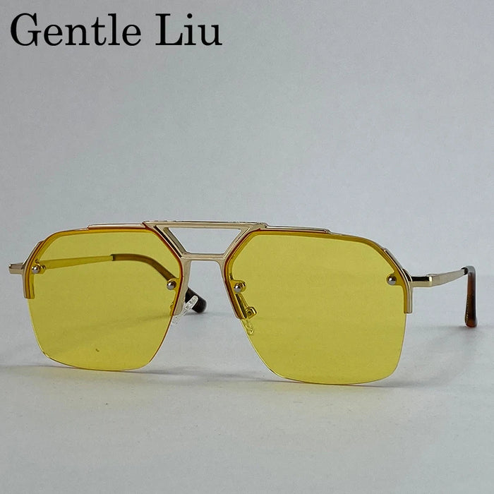 Gafas de sol retro cuadradas grandes para hombre 2026 de marca de lujo punk, gafas de sol de doble puente de metal, gafas steampunk clásicas, gafas de exterior