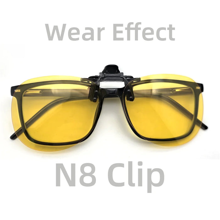 VIVIBEE Flip Up Clip On Night Vision Glasses Polarized Men Driving Yellow Sunglasses Women UV400 Fishing Universal Clips