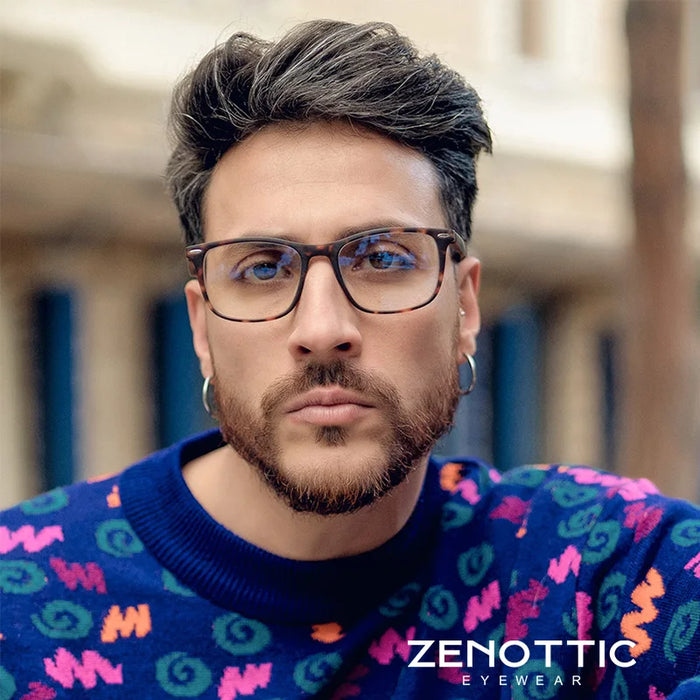 ZENOTTIC Fashion Square Reading Glasses Men Anti Blue Light Blocking Eyeglasses Computer Readers with Spring Hinge
