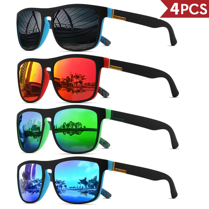 1-4 PCS Homme Classique Carré Polarisé Lunettes de Soleil Sport Légères Monture PC UV400 pour Conduite Pêche Cyclisme Unisexe Durabilité