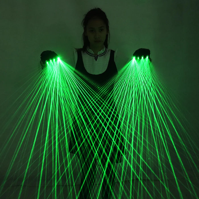 2 in 1 Multi-Line Green Laser Gloves LED Lazer Mitten Ray Gloves Rave LED Flash Finger Palm Light Dress Up LED Robot Suit