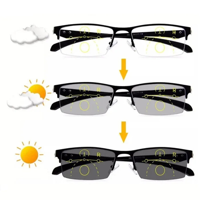 Progressive Multifocal Reading Glasses Men Half Photochromic Anti Blue Light Eyeglasses Multifunctional Near Far Dual Purpose
