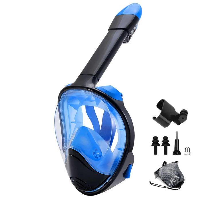 Full Face Snorkel Mask Snorkeling Swimming Diving Mask with Detachable Camera Mount Wide View Anti-Fog Anti-Leak for Adult Youth