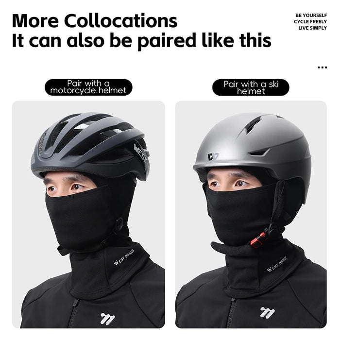 WEST BIKING Winter Thermal Balaclava High Elastic Breathable Windproof Cycling Headgear Fleece Bike Helmet Liner Sports Mask
