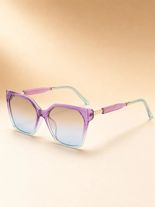 Gafas de sol de ojo de gato cuadradas de alta gama con costura de borde dorado en las patas, gafas de sol de lujo ligero para mujer
