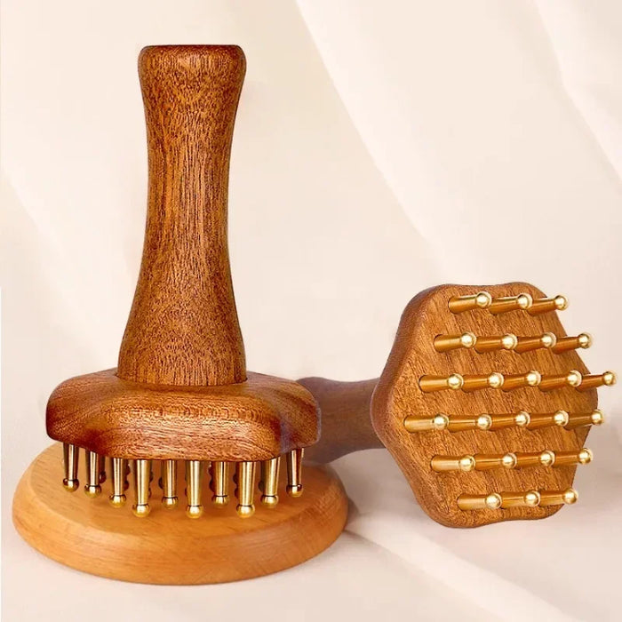 Gua Sha Massage Tool Portable Brass Head Neck Leg Body Meridian Massager Lymphatic Muscle Relief Pain Deep Tissue Massage