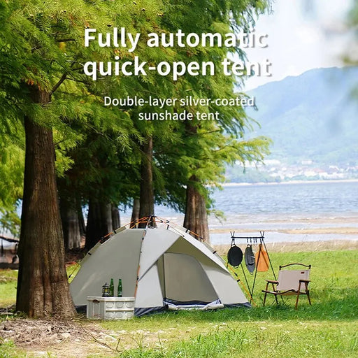 Tienda de campaña plegable para exteriores, apertura rápida totalmente automática, tienda de campaña para 3-4 personas para camping, resistente a la lluvia, protección solar, portátil