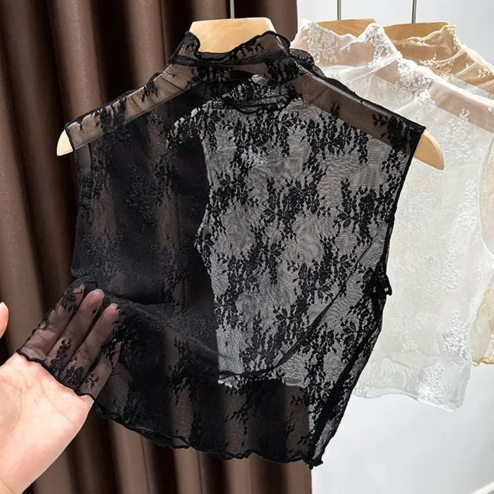 Beautiful Petal Fake Collar Black Lace False Blouse Detachable Lapel False Collar Sweater