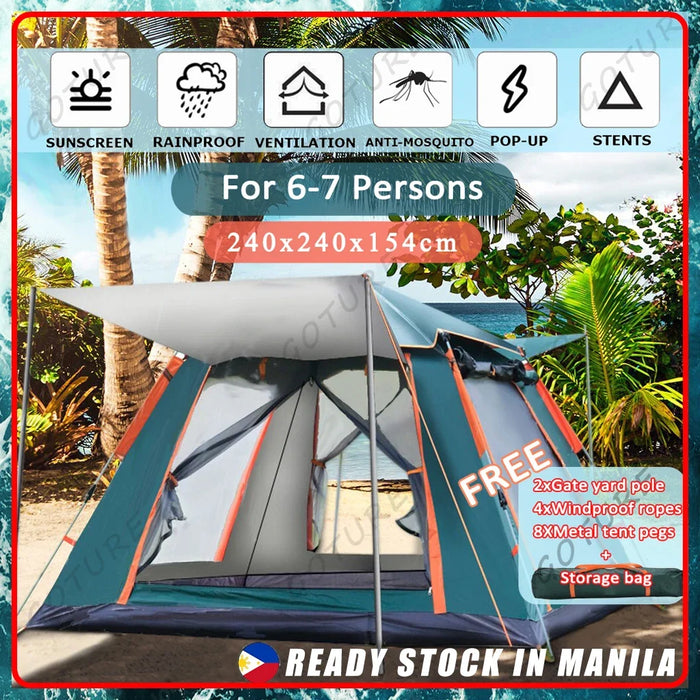 Goture Outdoor Camping Tent 2-6 People Portable Folding Automatic Tent Beach Fishing Family Travel  Park Anti-UV Shade